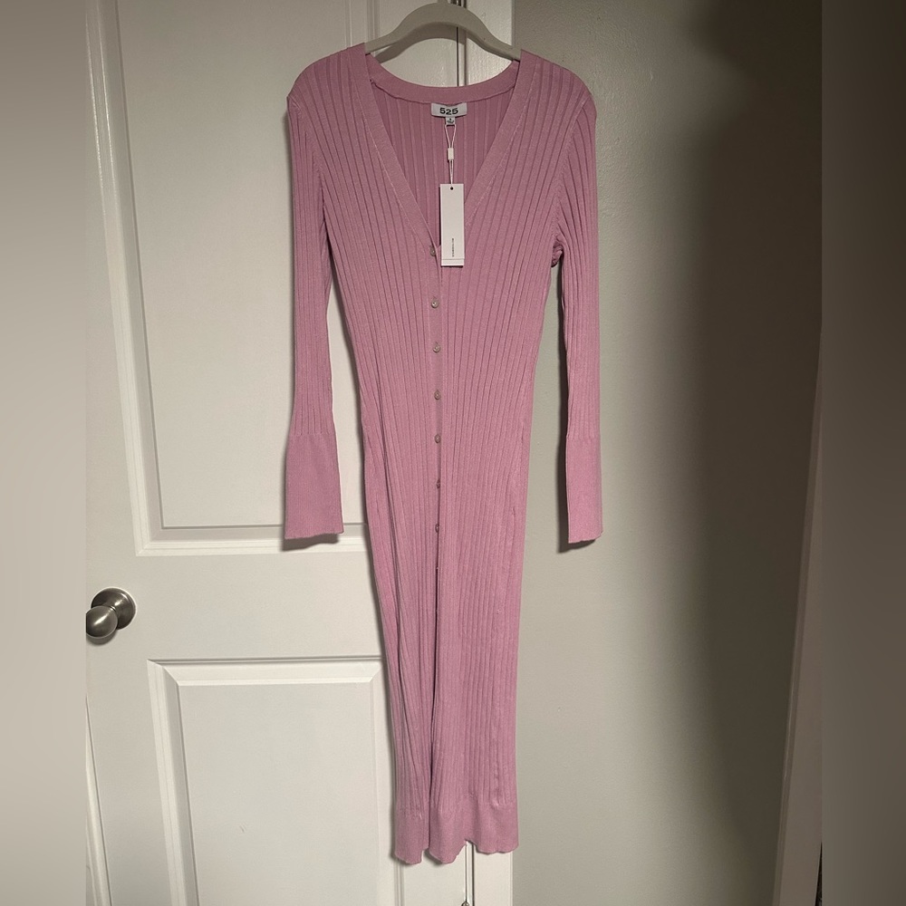 525 America Button Front Rib Knit Dress Size Small Style #SP20S1055
